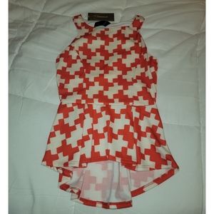 Francesca's Puzzle Pattern Peplum Top (S)